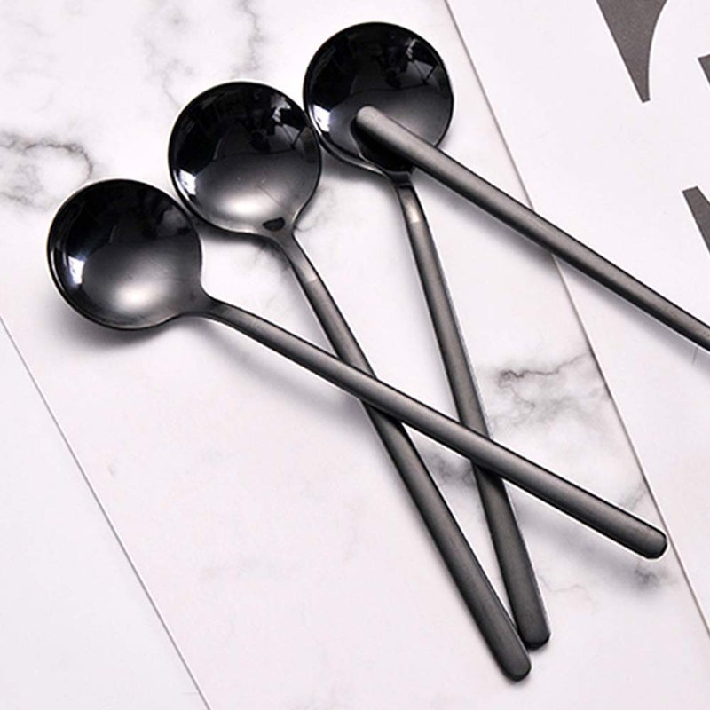 findTop Pack of 8, Black Stainless Steel Espresso Spoons, findTop Mini Teaspoons Set for Coffee Sugar Dessert Cake Ice Cream Soup Antipasto Cappuccino, 5.3 Inch - Image 2